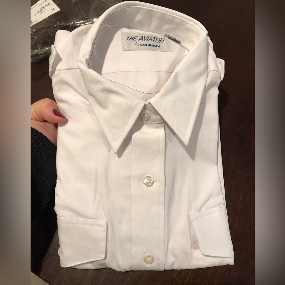 Size 14 Van Heusen short sleeve white female aviator pilot shirt NWT - Picture 8 of 8